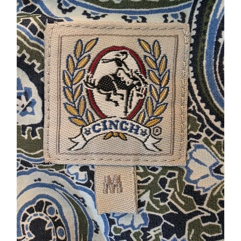 Cinch Men's Western Paisley Long Sleeve Button Front Shirt Medium Cowboy Rodeo